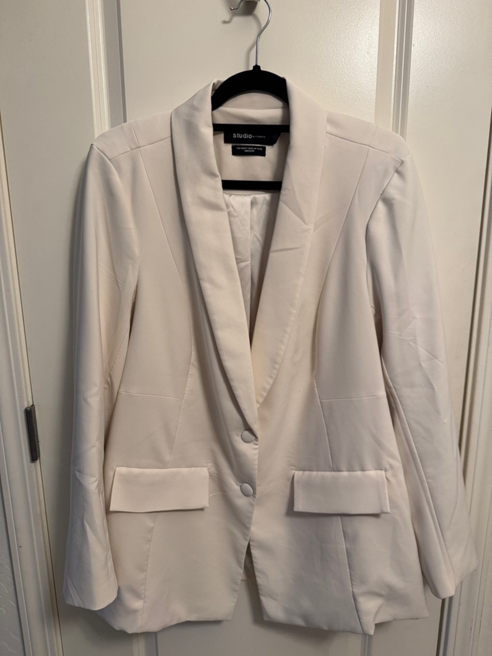 Studio Cream Shawl Collar Two-Button Blazer